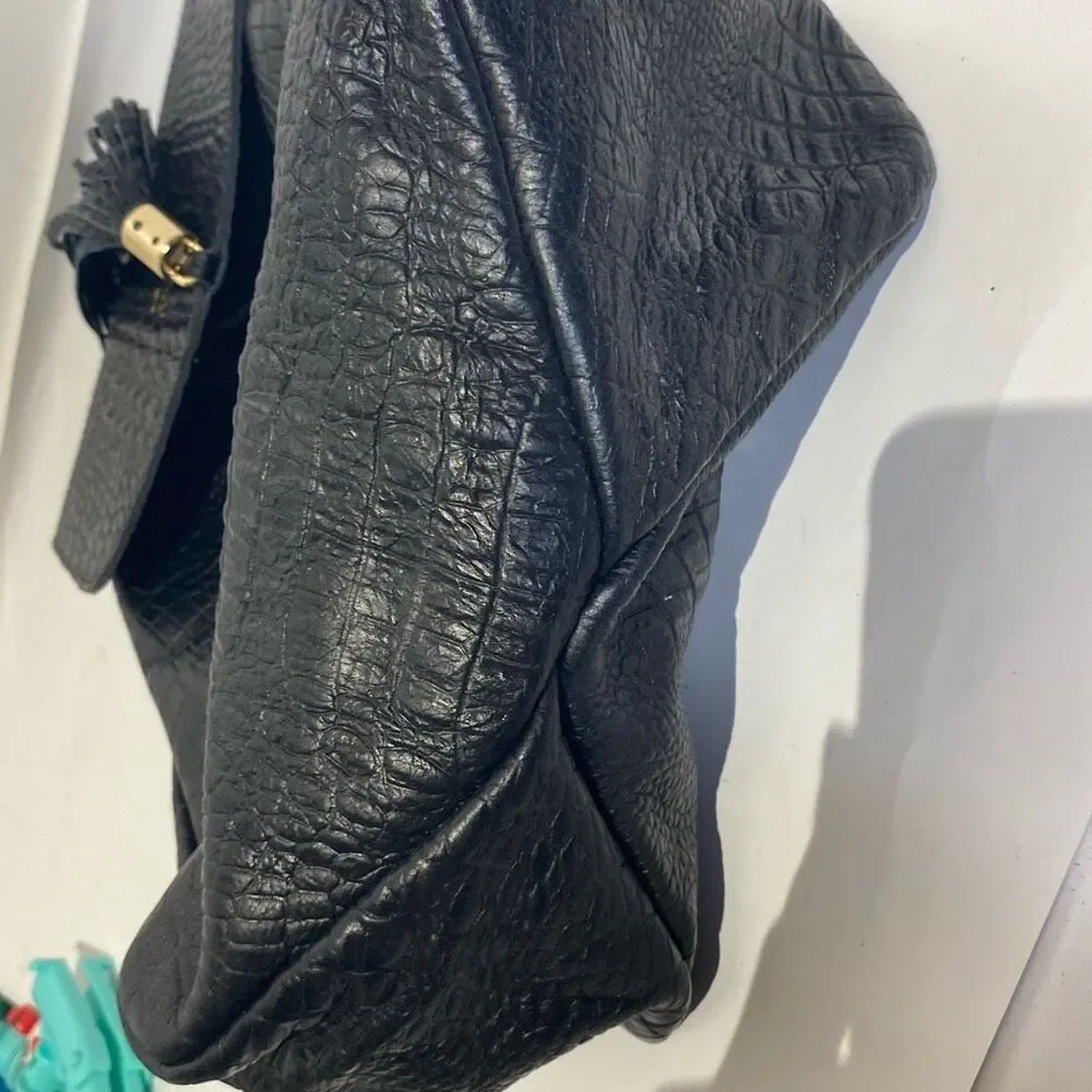 Black Croc Embossed Leather RBG Monogram Tassel Backpack‎ Gold Hardware
